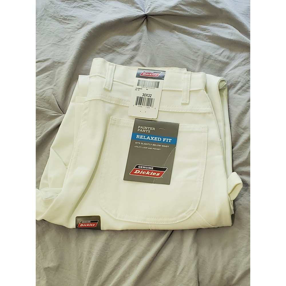 Genuine Dickies White Painter Pants Relaxed Fit Utility Work Trousers 30x32 NEW